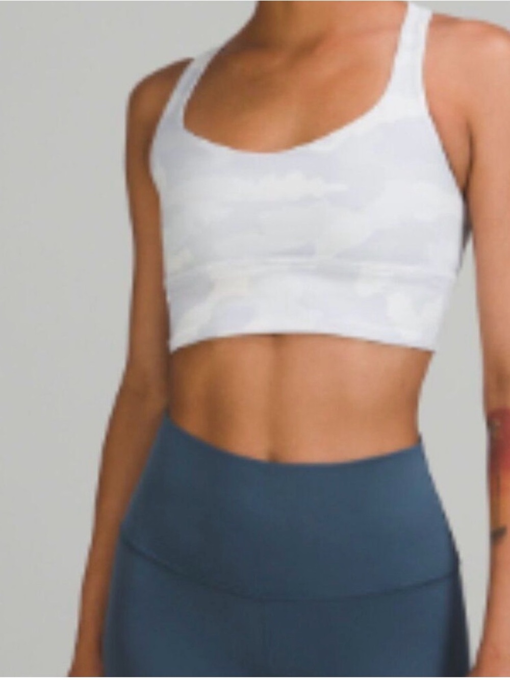 lululemon athletica Light Gray Camo Strappy Sports Bra